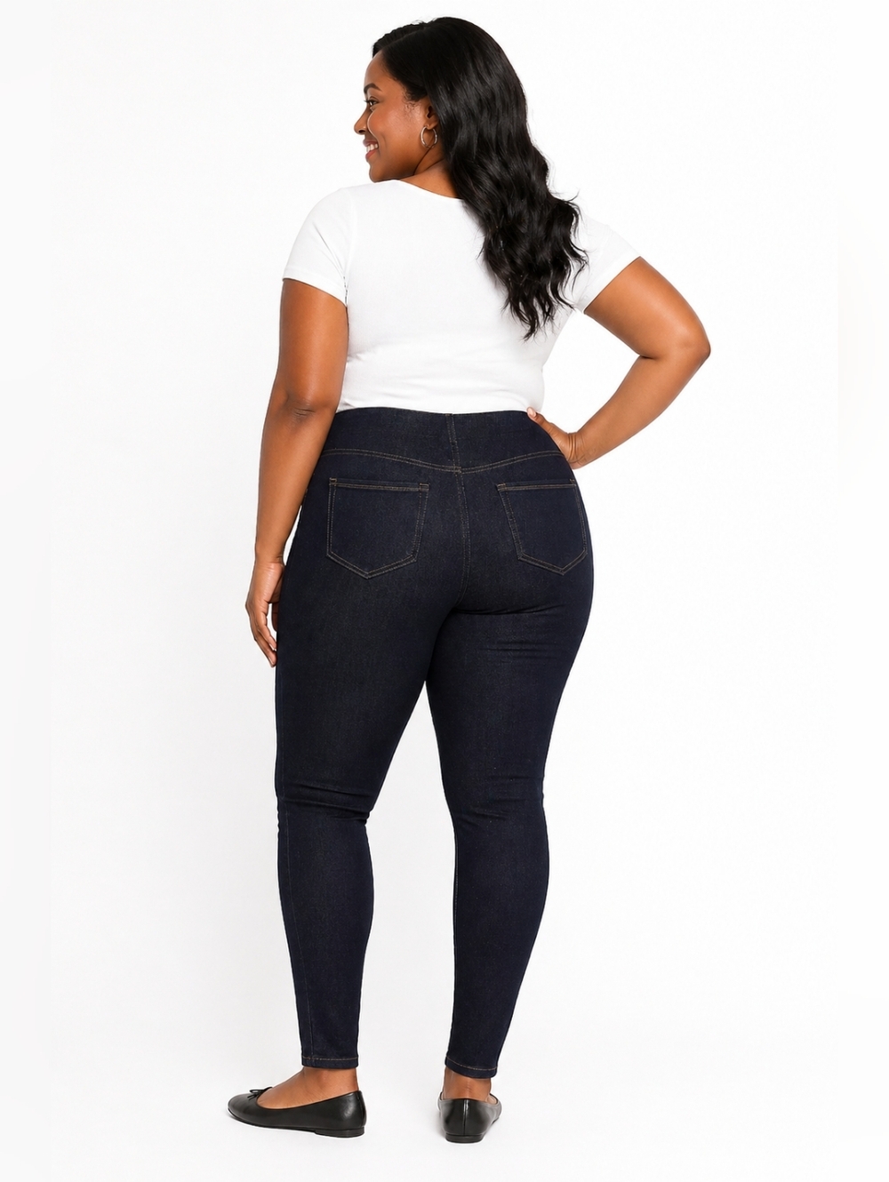 Plus-Size Slim Fit Skinny Leg Pull on Jean Size 24W Short Length/ Petite - Picture 2 of 5